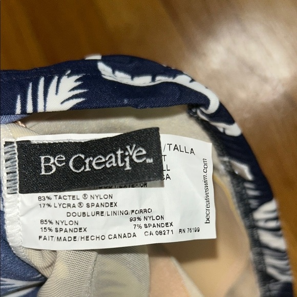 Blue and White Tropical One Piece Swimsuit - Picture 6 of 7